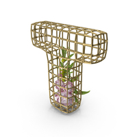 Flowers In Cage Letter T PNG & PSD Images