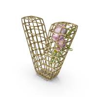 Flowers in Cage Letter V PNG & PSD Images