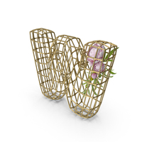 Flowers in Cage Letter W PNG & PSD Images