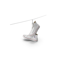 White Converse All Star Sneakers Hanging On Rope PNG & PSD Images