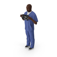 Black Inmate in Blue Uniform with Mugshot Board PNG & PSD Images