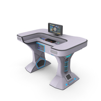 Futuristic Control Desk and Monitor PNG & PSD Images