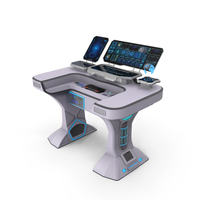 Sci Fi Control Console Desk with Hologram Panel PNG & PSD Images