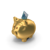 Brazil 100 Reais Folded Gold Piggy Bank Save PNG & PSD Images