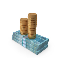 Brazil 100 Reais Money Notes With Gold Coins PNG & PSD Images