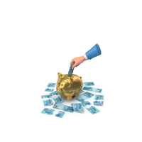 Brazil 100 Reais Save Hand Hold Gold Piggy Bank PNG & PSD Images