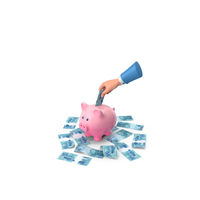 Brazil 100 Reais Save Hand Hold Pink Piggy Bank PNG & PSD Images
