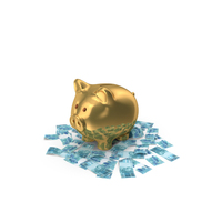 Circlular Arranged Brazil 100 Reais Gold Piggy Bank Few PNG & PSD Images