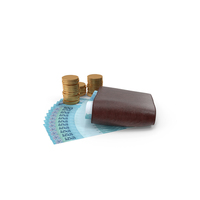 Closed Wallet Brazil 100 Reais Money Bill Coins PNG & PSD Images