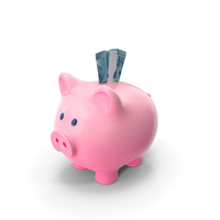 Pink Piggy Bank Many Brazil 100 Reais Folded Save PNG & PSD Images
