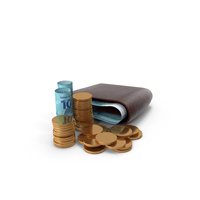 Wallet Brazil 100 Reais Money Bills Gold Coins PNG & PSD Images