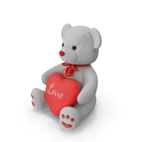 Plush Teddy Bear Grey Holding Heart PNG & PSD Images