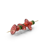 Salami With Vegetables On Wooden Skewer PNG & PSD Images