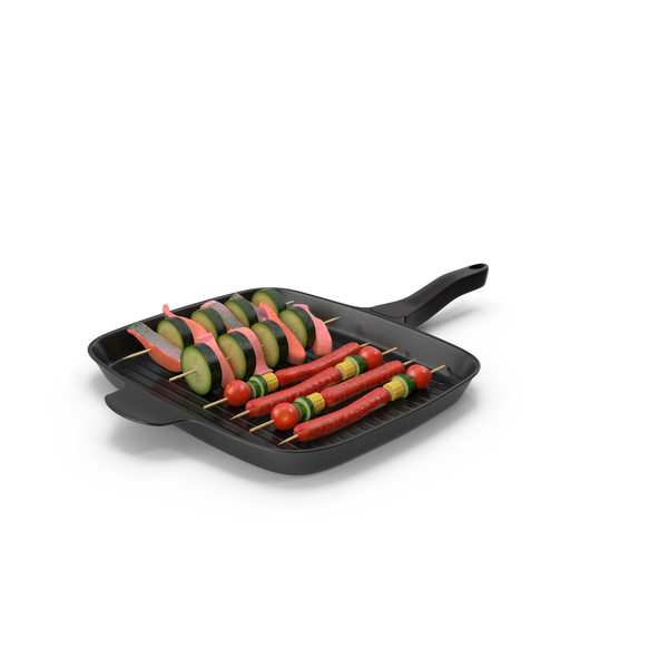 Skewers With Food On Grill Pan PNG & PSD Images
