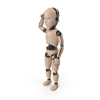 Humanoid Cyborg Child In Thinking Pose PNG & PSD Images