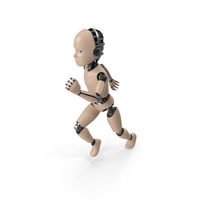 Humanoid Cyborg Child In Running Pose PNG & PSD Images