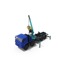 Hyundai Crane on Kamaz with Boscaro Concrete Bucket and Operator PNG & PSD Images