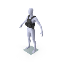 Tactical Vest with Pouches on Mannequin Black PNG & PSD Images