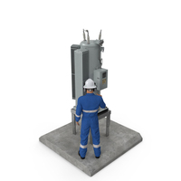 Worker Servicing Power Distribution Voltage Regulator PNG & PSD Images