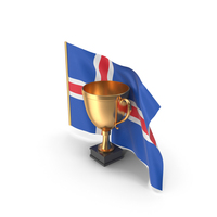 Iceland Golden Trophy Flag PNG & PSD Images