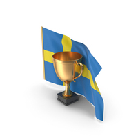 Sweden Golden Trophy Flag PNG & PSD Images