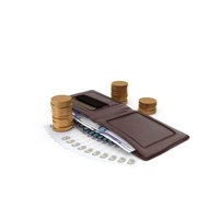 Brown Wallet Bill England 20 Pounds Money Coins PNG & PSD Images