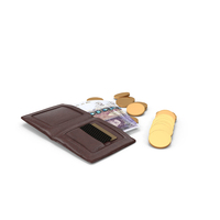 Brown Wallet England 20 Pounds Money Bill Coins PNG & PSD Images