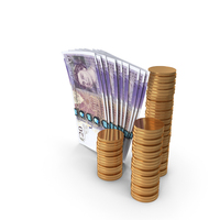 Coins With England 20 Pounds Money Notes Bills Currency PNG & PSD Images