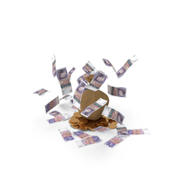 Gold Falling England 20 Pounds Money Bag PNG & PSD Images