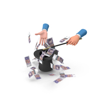 Hand Magic Hat England 20 Pounds Money Fly Out PNG & PSD Images