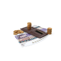Leather Wallet Coins Bill England 20 Pounds Money PNG & PSD Images