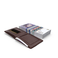 Leather Wallet Open Bill England 20 Pounds Money PNG & PSD Images