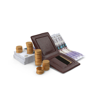 Wallet Open England 20 Pounds Money Bill Gold Coins PNG & PSD Images