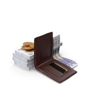 Wallet Open England 20 Pounds Money Bills Gold Coins PNG & PSD Images
