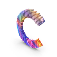 Rainbow Pixel Alphabet Letter C PNG & PSD Images