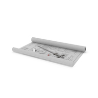 Architectural Blueprint with Measurement Instruments PNG & PSD Images