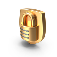 Golden Lock Shield PNG & PSD Images