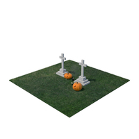 Old Cemetery With Carved Pumpkins And Candles Fur PNG & PSD Images