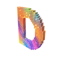 Rainbow Pixel Alphabet Letter D PNG & PSD Images