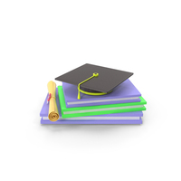 Graduation Books And Certificate With Graduation Cap Icon PNG & PSD Images