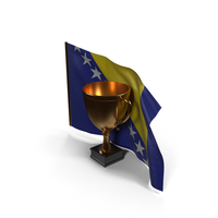 Bosnia Golden Trophy Flag PNG & PSD Images