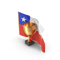 Chile Golden Trophy Flag PNG & PSD Images