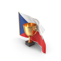 Czech Republic Golden Trophy Flag PNG & PSD Images