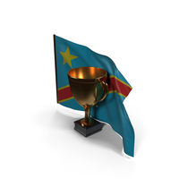 Democratic Republic Of The Congo Golden Trophy Flag PNG & PSD Images