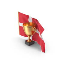 Denmark Golden Trophy Flag PNG & PSD Images