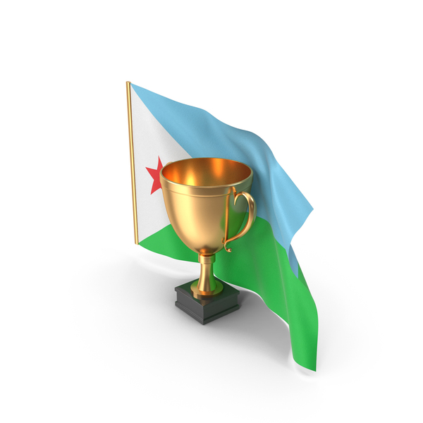 Djibouti Golden Trophy Flag PNG & PSD Images