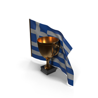 Greece Golden Trophy Flag PNG & PSD Images