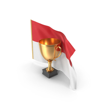 Indonesia Golden Trophy Flag PNG & PSD Images