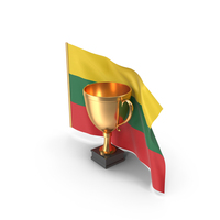 Lithuania Golden Trophy Flag PNG & PSD Images