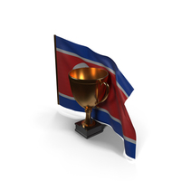 North Korea Golden Trophy Flag PNG & PSD Images